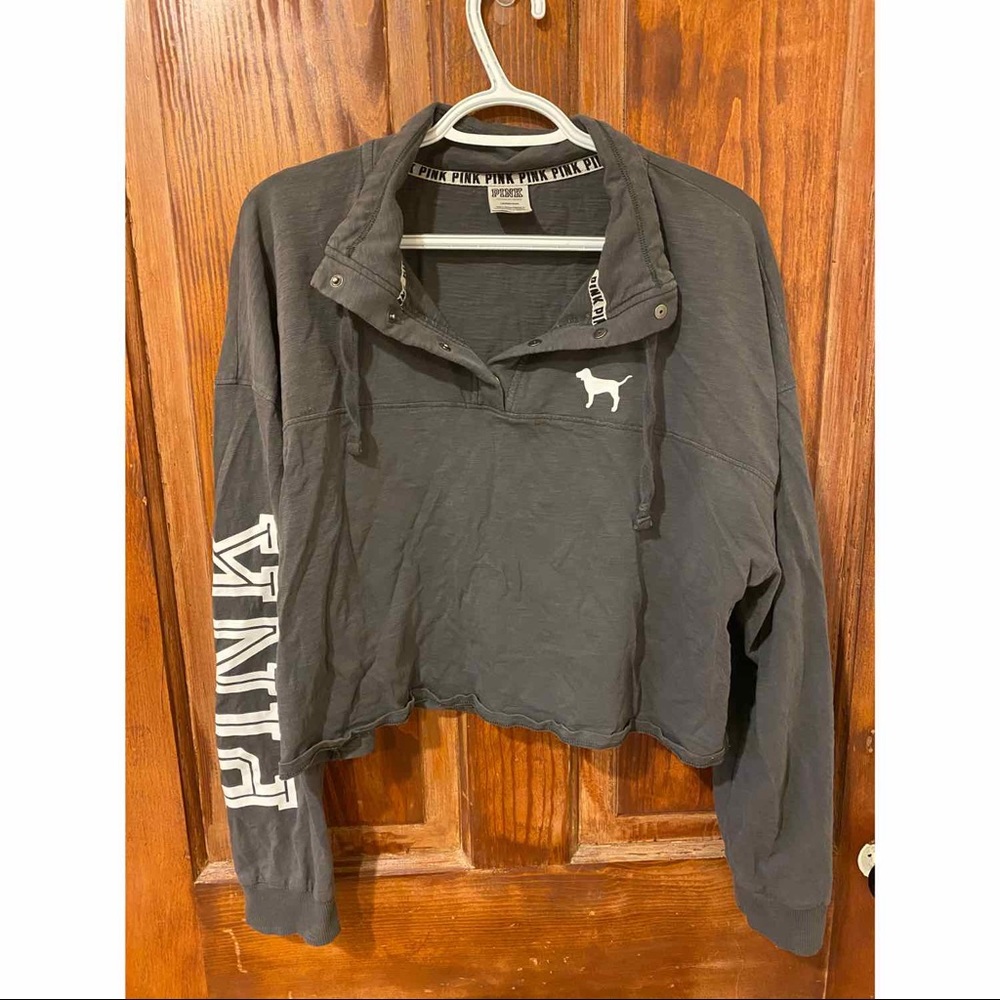 Pink Cropped Long Sleeve Shirt size Large